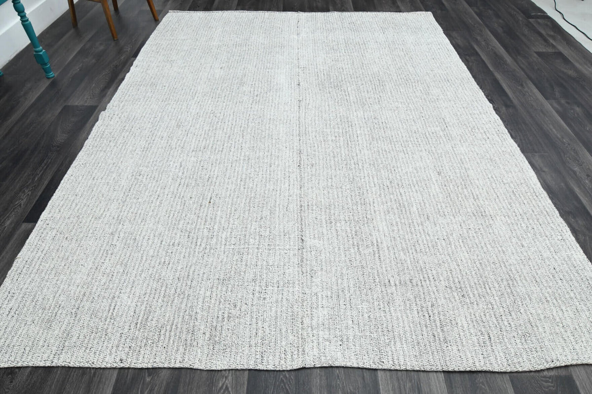 El yapımı vintage halı 218x290 cm düz desenli yün - detay görünümü