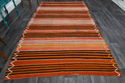 El yapımı vintage halı 188x325 cm çizgili desenli yün - detay görünümü