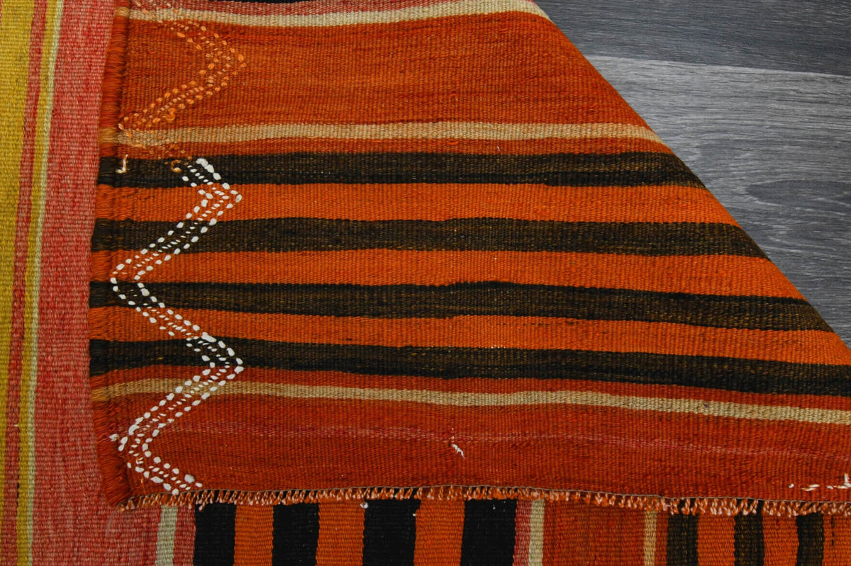 El yapımı vintage halı 188x325 cm çizgili desenli yün - farklı açıdan görünüm