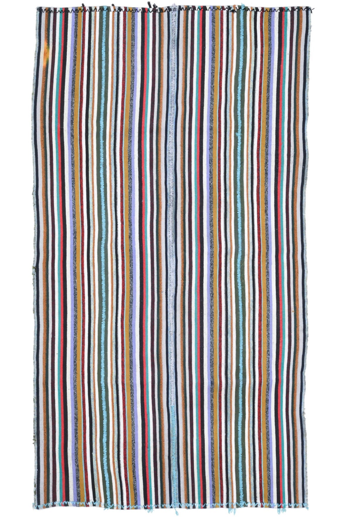 El yapımı vintage halı 155x284 cm çizgili desenli yün