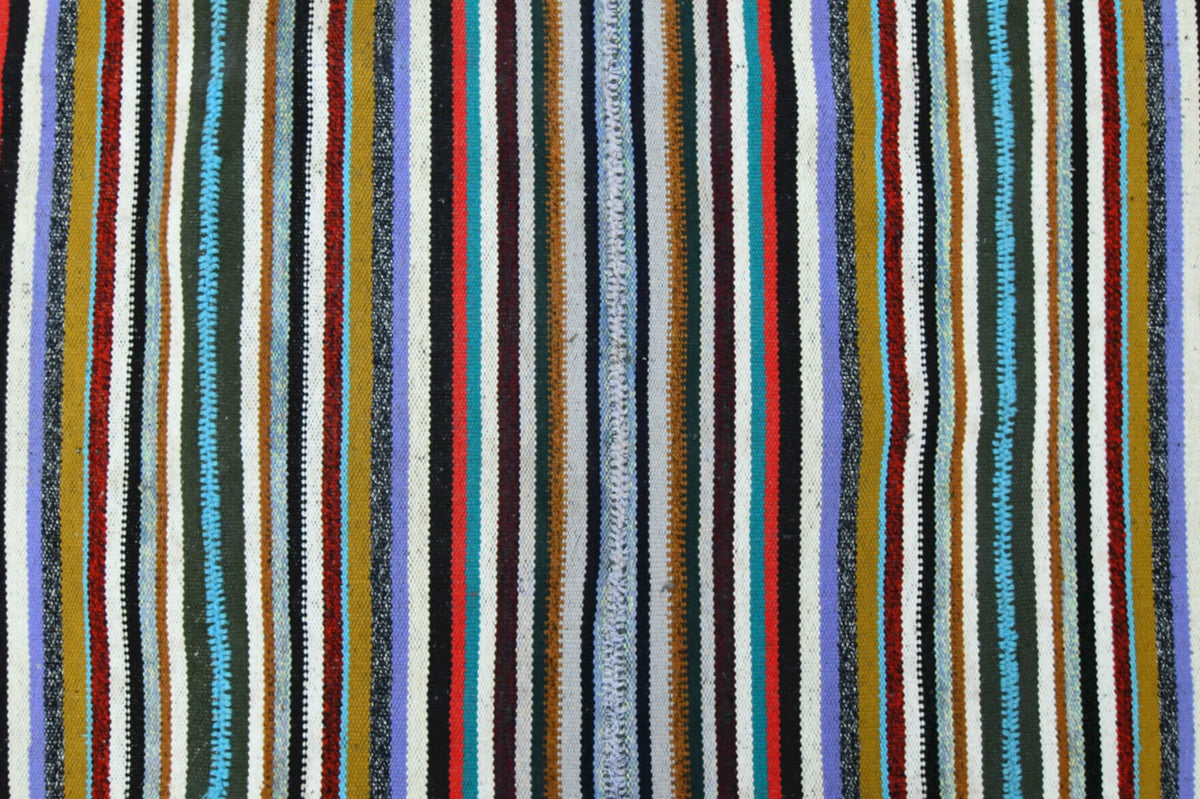 El yapımı vintage halı 155x284 cm çizgili desenli yün - üstten görünüm