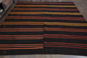 El yapımı vintage halı 244x259 cm çizgili desenli yün - detay görünümü