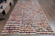 El yapımı vintage halı 196x386 cm çizgili desenli yün - detay görünümü