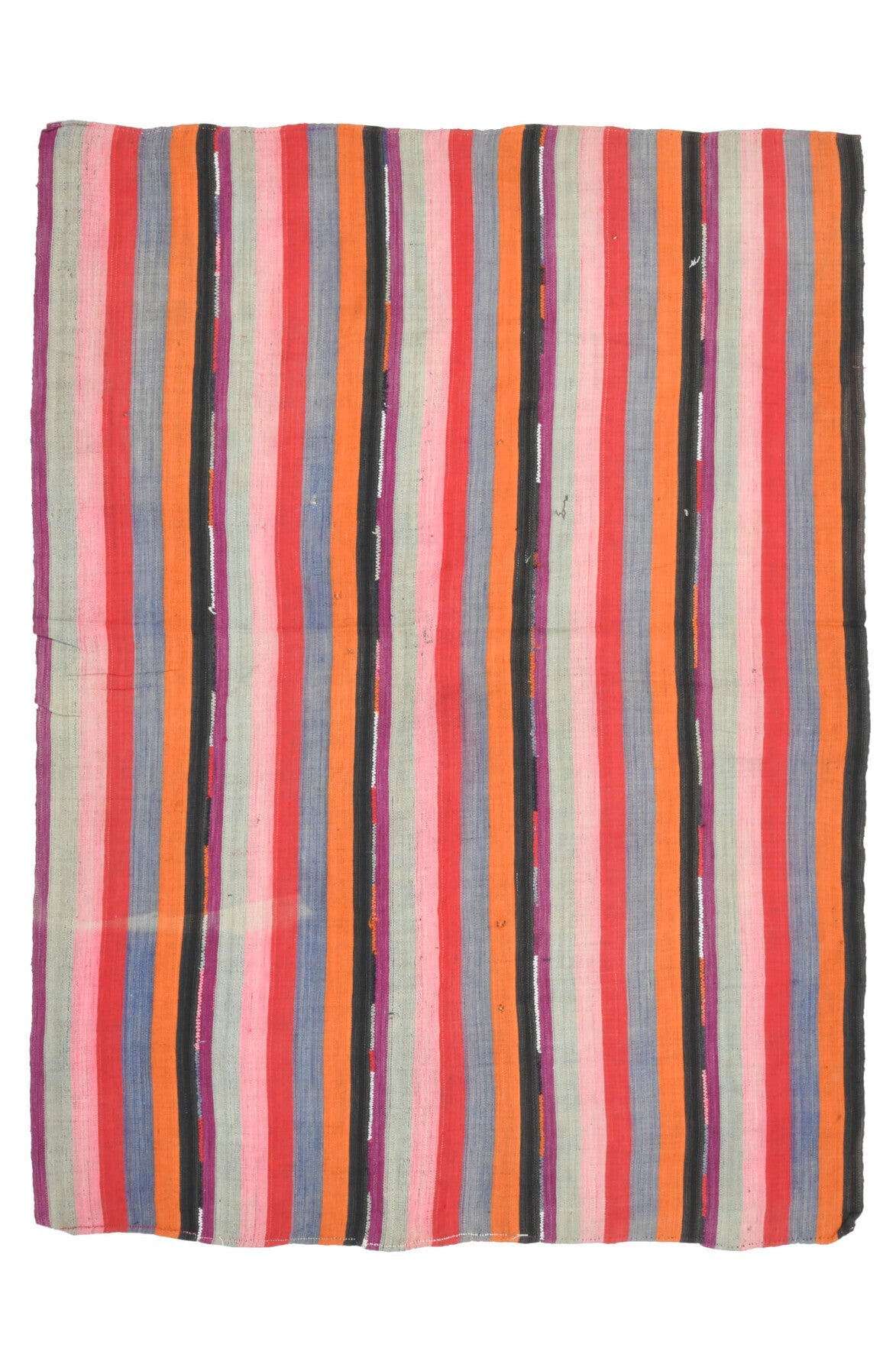 El yapımı vintage halı 185x249 cm çizgili desenli yün - detay görünümü