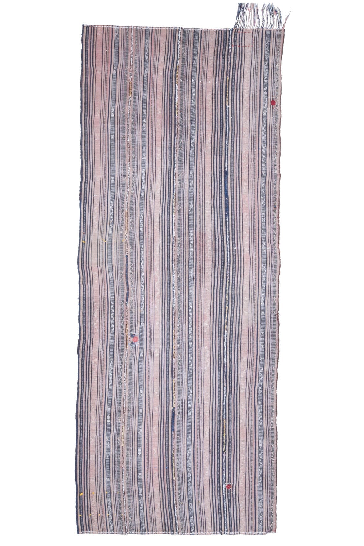 El yapımı vintage yolluk 152x378 cm i̇kat desenli yün - detay görünümü