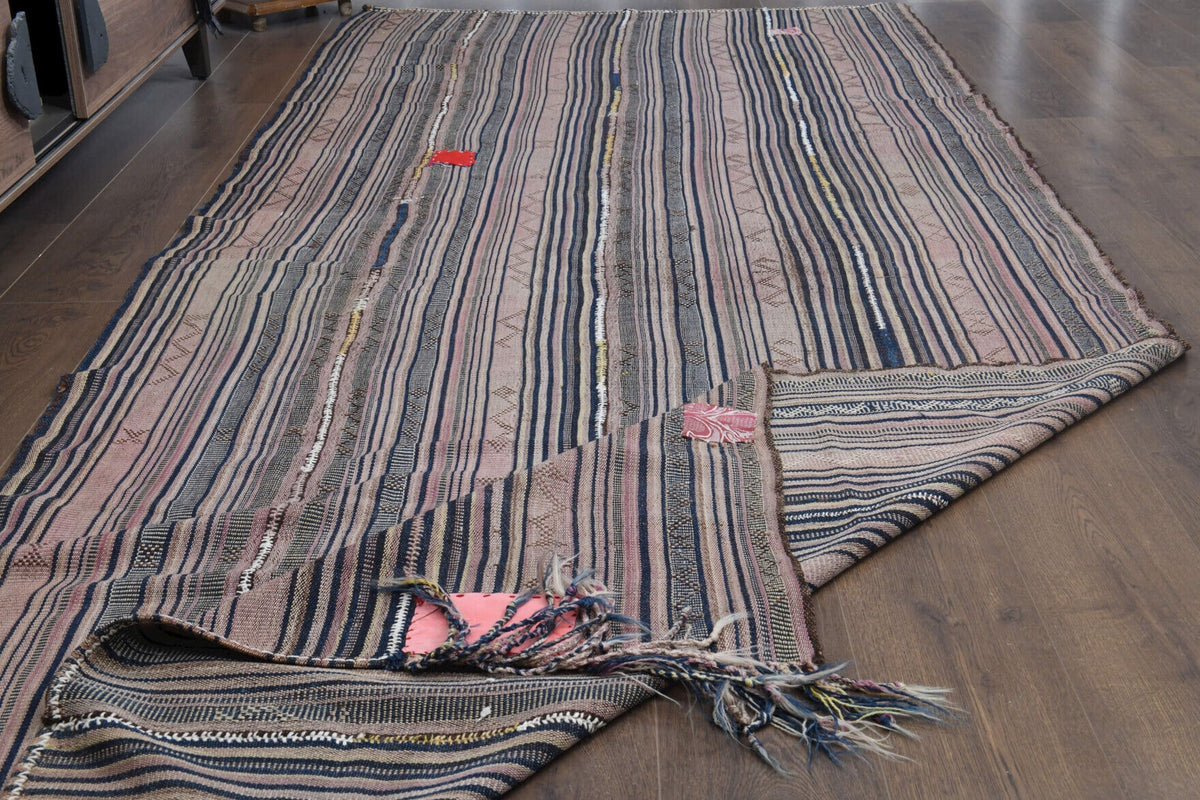 El yapımı vintage yolluk 152x378 cm i̇kat desenli yün - desen detayı