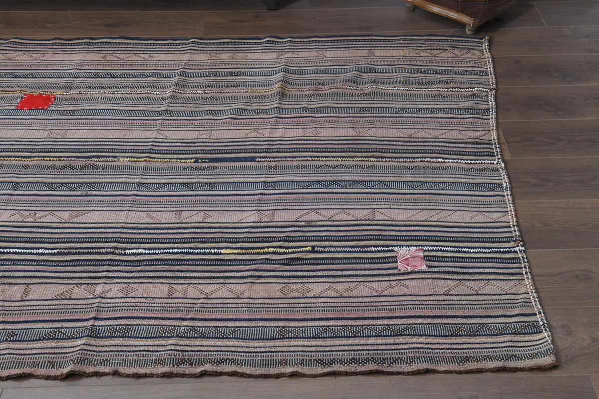 El yapımı vintage yolluk 152x378 cm i̇kat desenli yün - açık alan görünümü