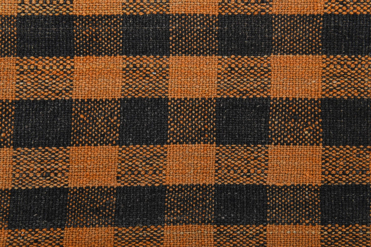 El yapımı vintage halı 180x376 cm kareli desenli yün - açık alan görünümü