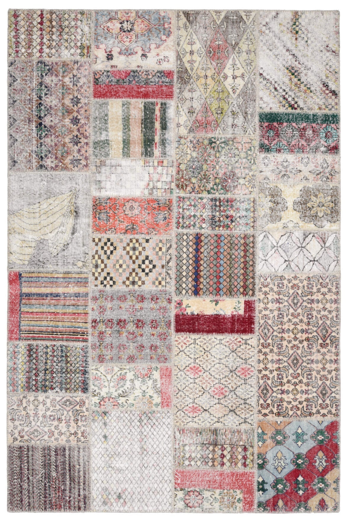 El yapımı vintage halı 198x300 cm oryantal desenli yün