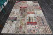 El yapımı vintage halı 198x300 cm oryantal desenli yün - detay görünümü
