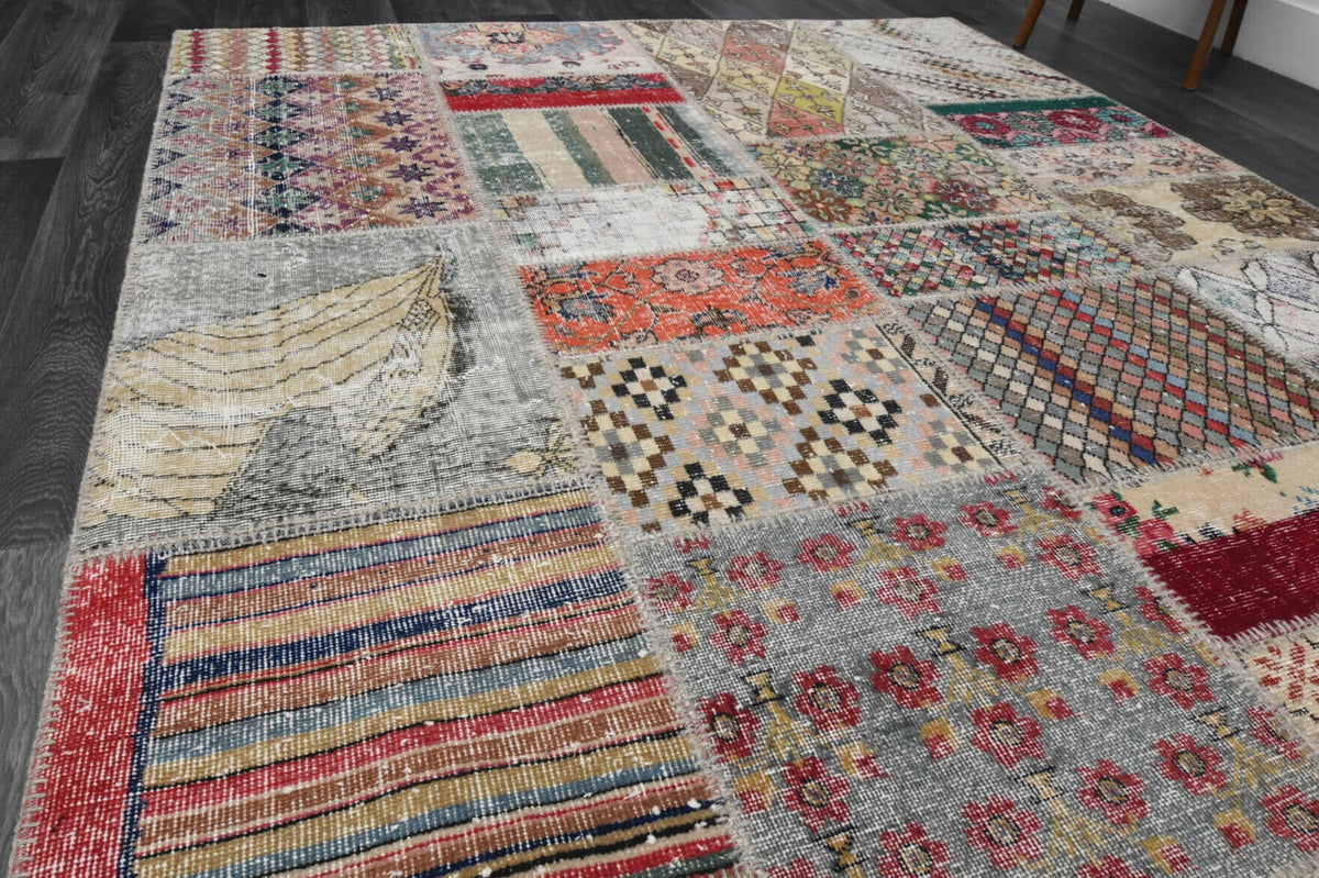 El yapımı vintage halı 198x300 cm oryantal desenli yün - desen detayı