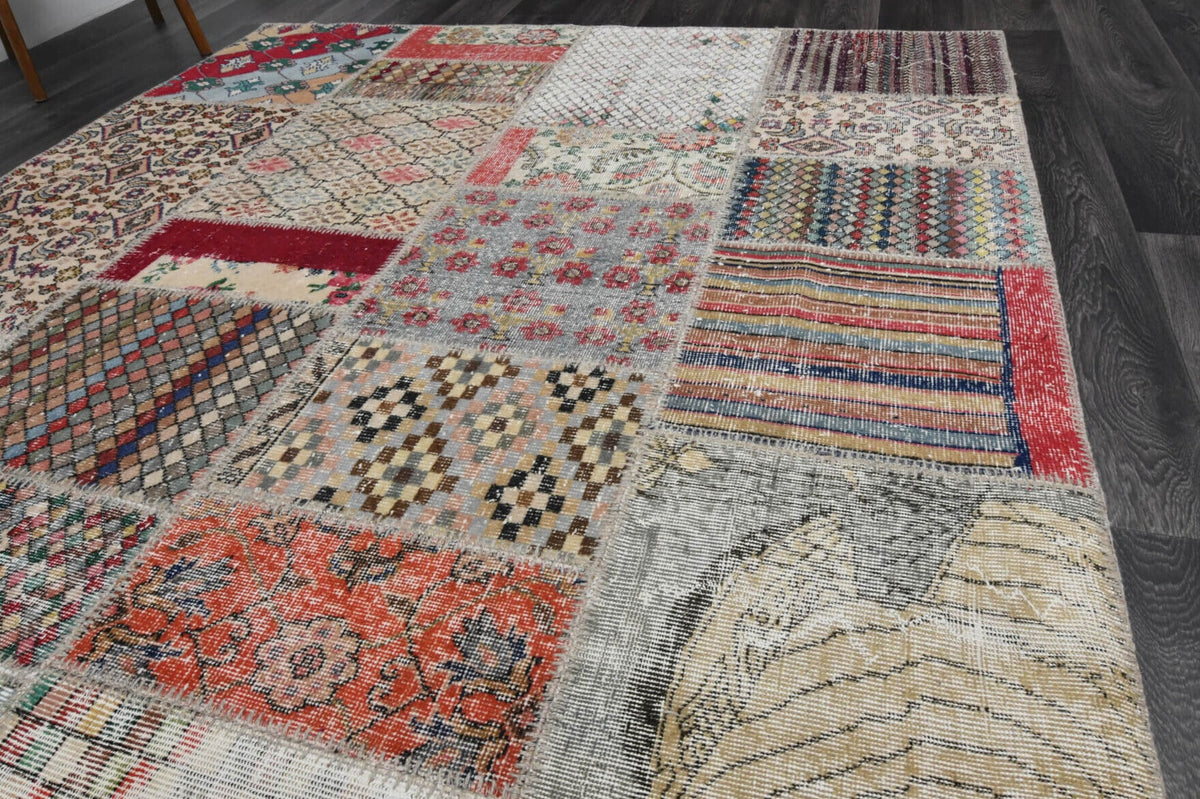 El yapımı vintage halı 198x300 cm oryantal desenli yün - mekan görünümü