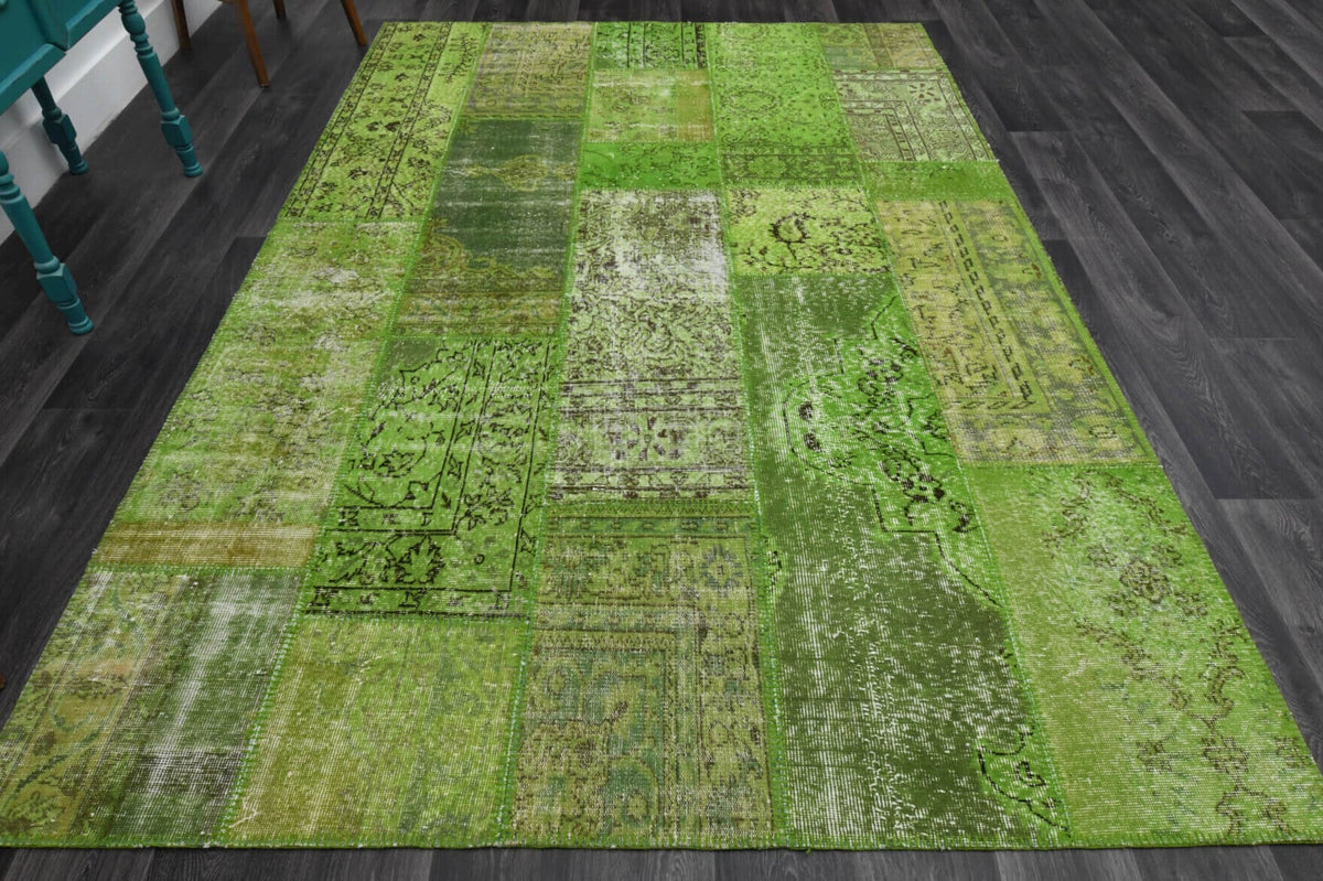 Moss Green Area Patchwork Rug