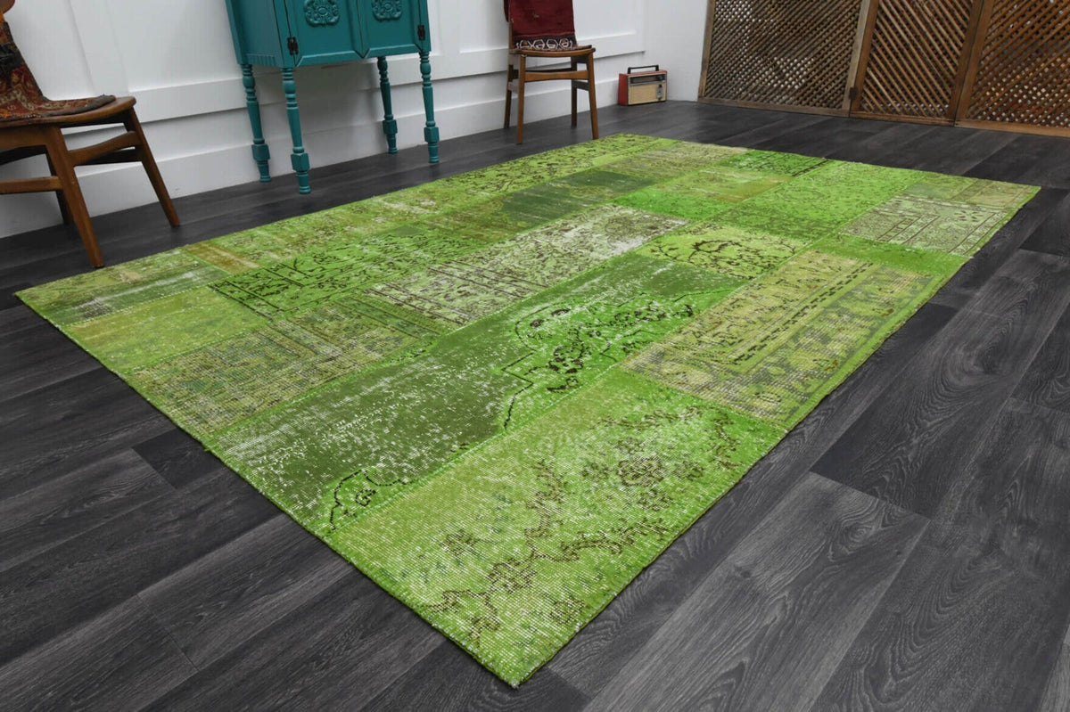 Moss Green Area Patchwork Rug