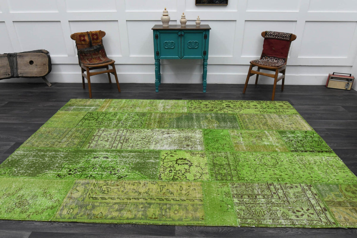 Moss Green Area Patchwork Rug