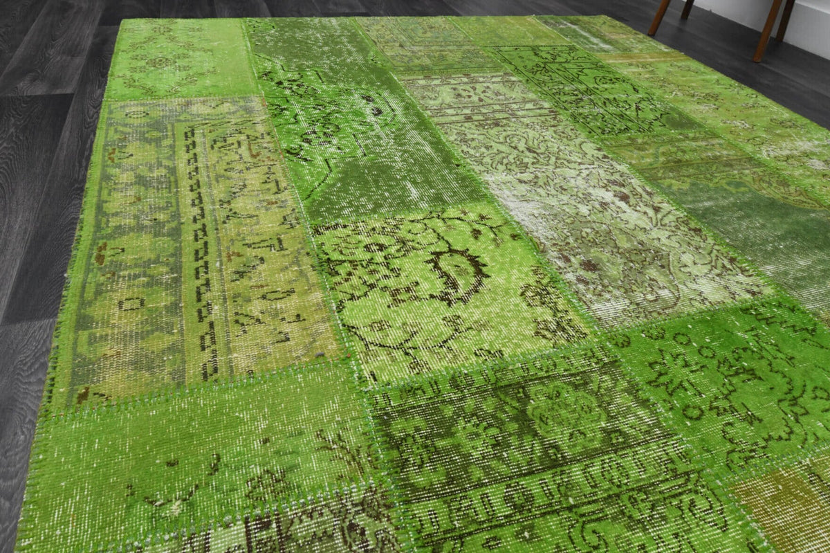 Moss Green Area Patchwork Rug