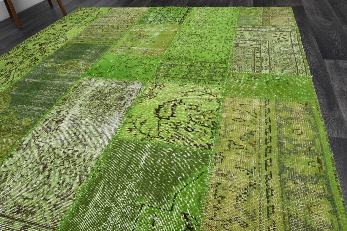Moss Green Area Patchwork Rug