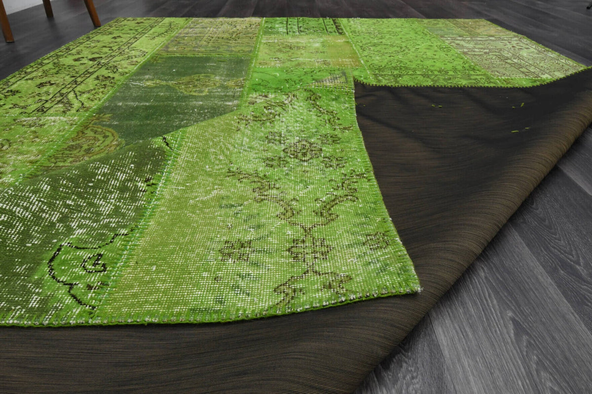 Moss Green Area Patchwork Rug