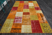 El yapımı vintage halı 201x302 cm çiçek desenli desenli yün - detay görünümü