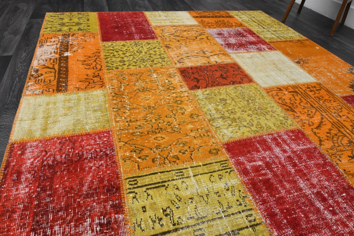 El yapımı vintage halı 201x302 cm çiçek desenli desenli yün - desen detayı