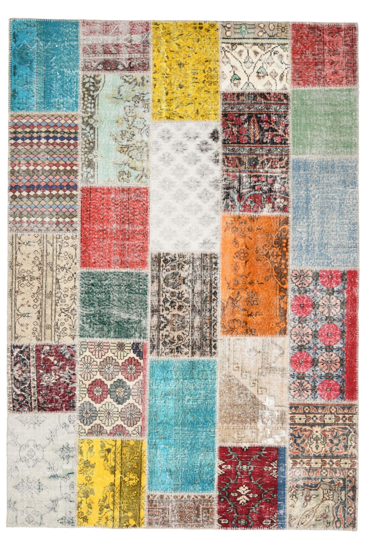 El yapımı vintage halı 201x300 cm düz desenli yün