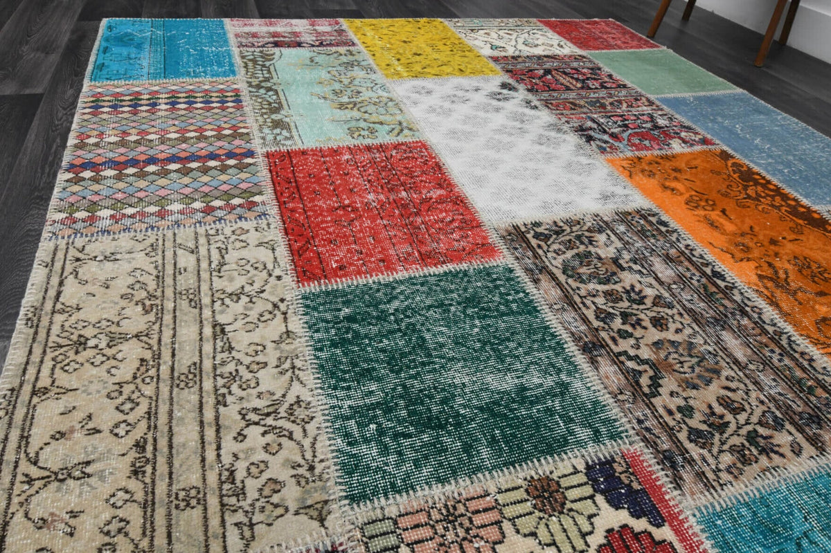 El yapımı vintage halı 201x300 cm düz desenli yün - desen detayı
