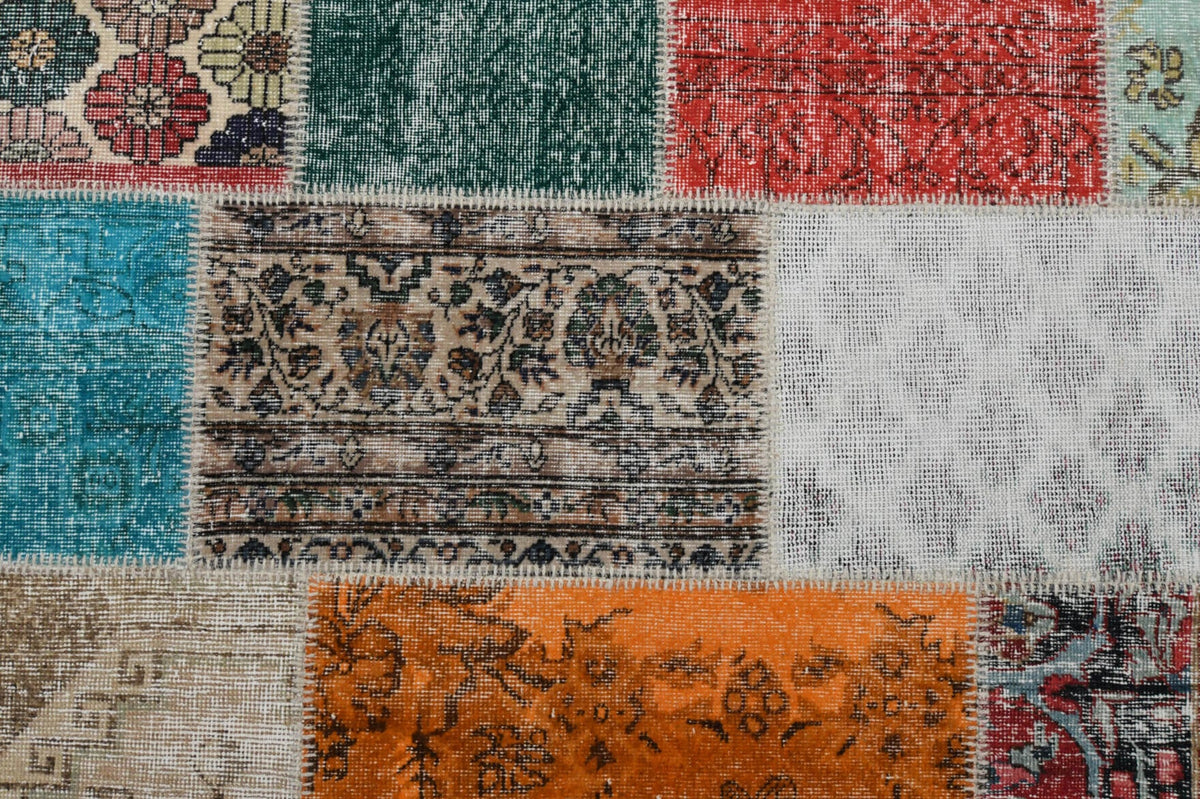 El yapımı vintage halı 201x300 cm düz desenli yün - üstten görünüm