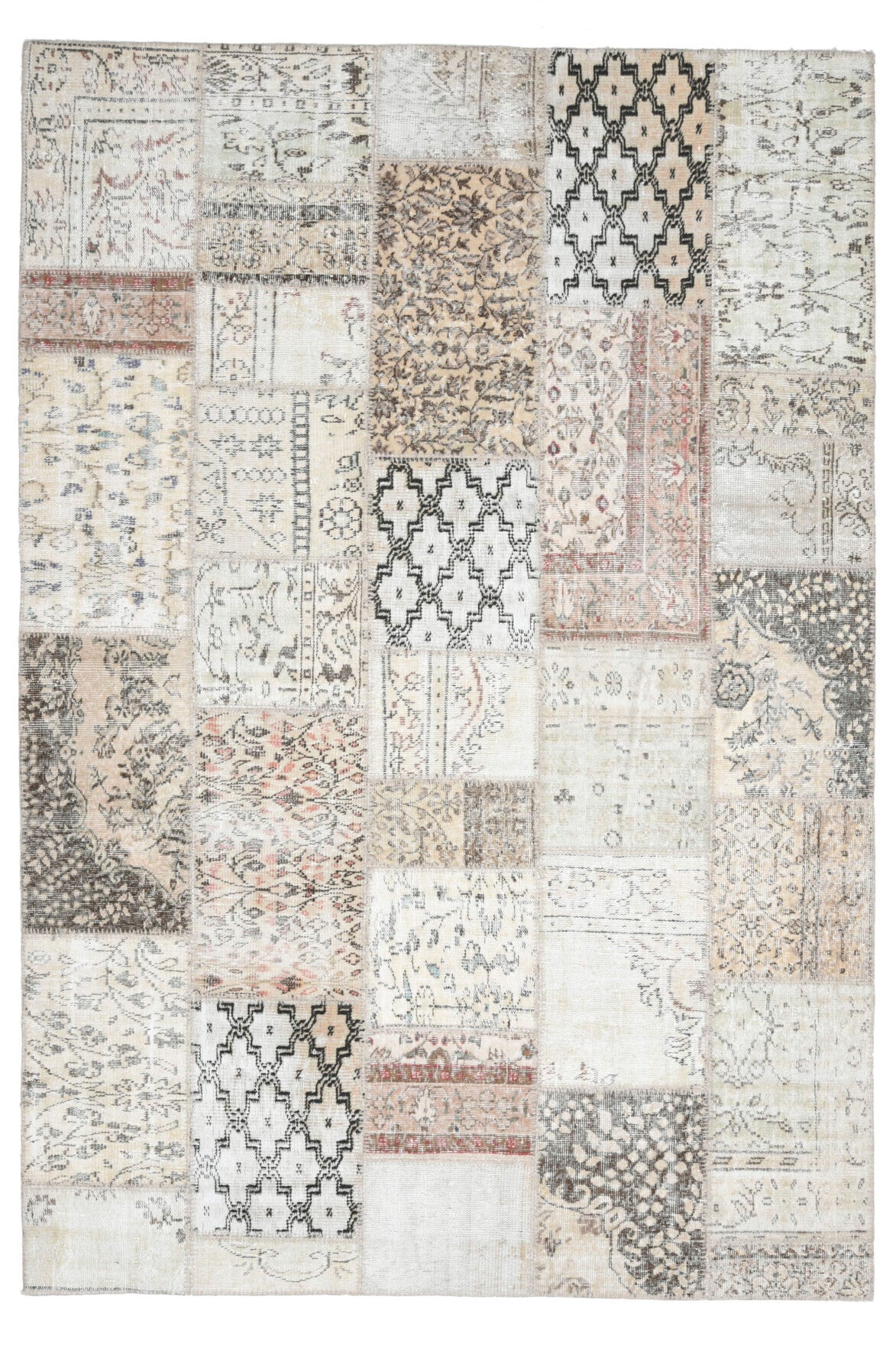 Handmade Beige Patchwork Area Rug