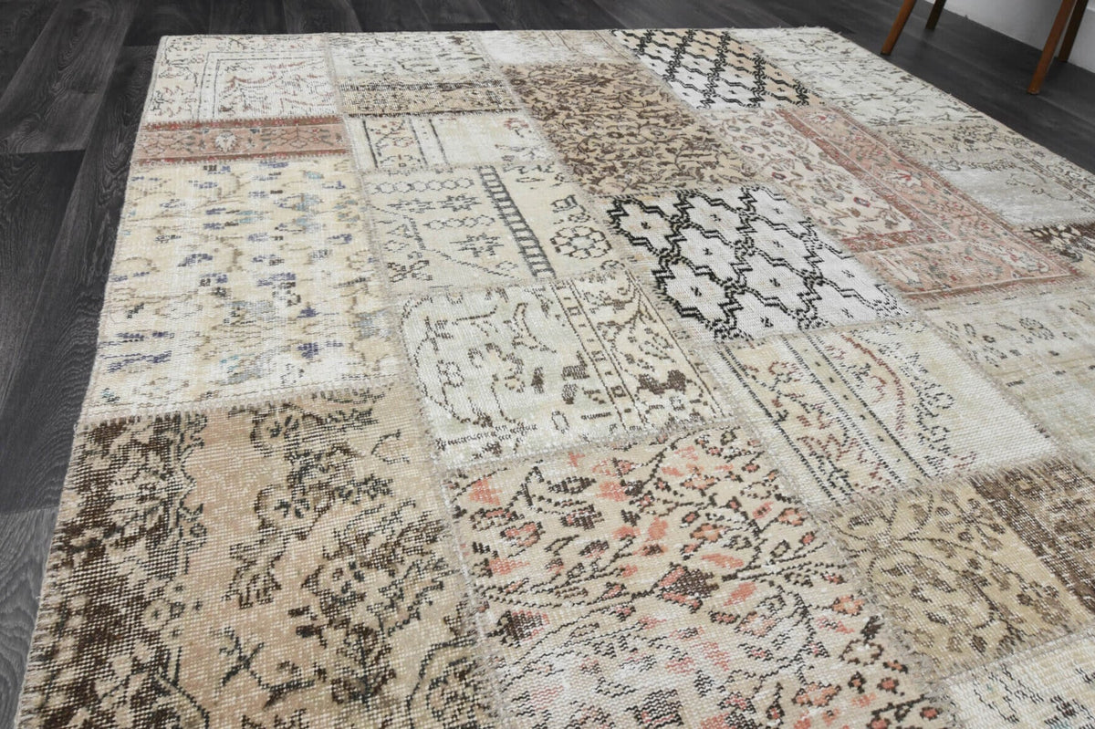 El yapımı vintage halı 201x300 cm oryantal desenli yün - desen detayı