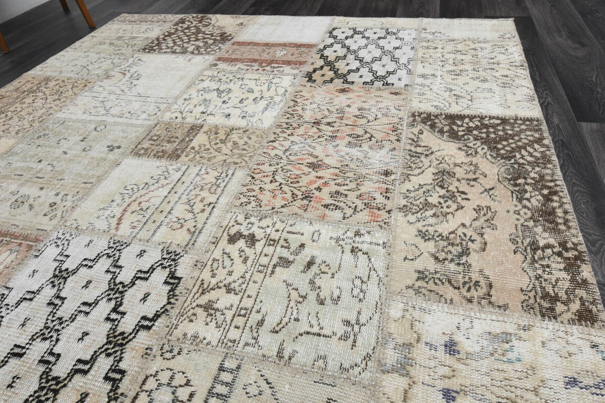 El yapımı vintage halı 201x300 cm oryantal desenli yün - mekan görünümü