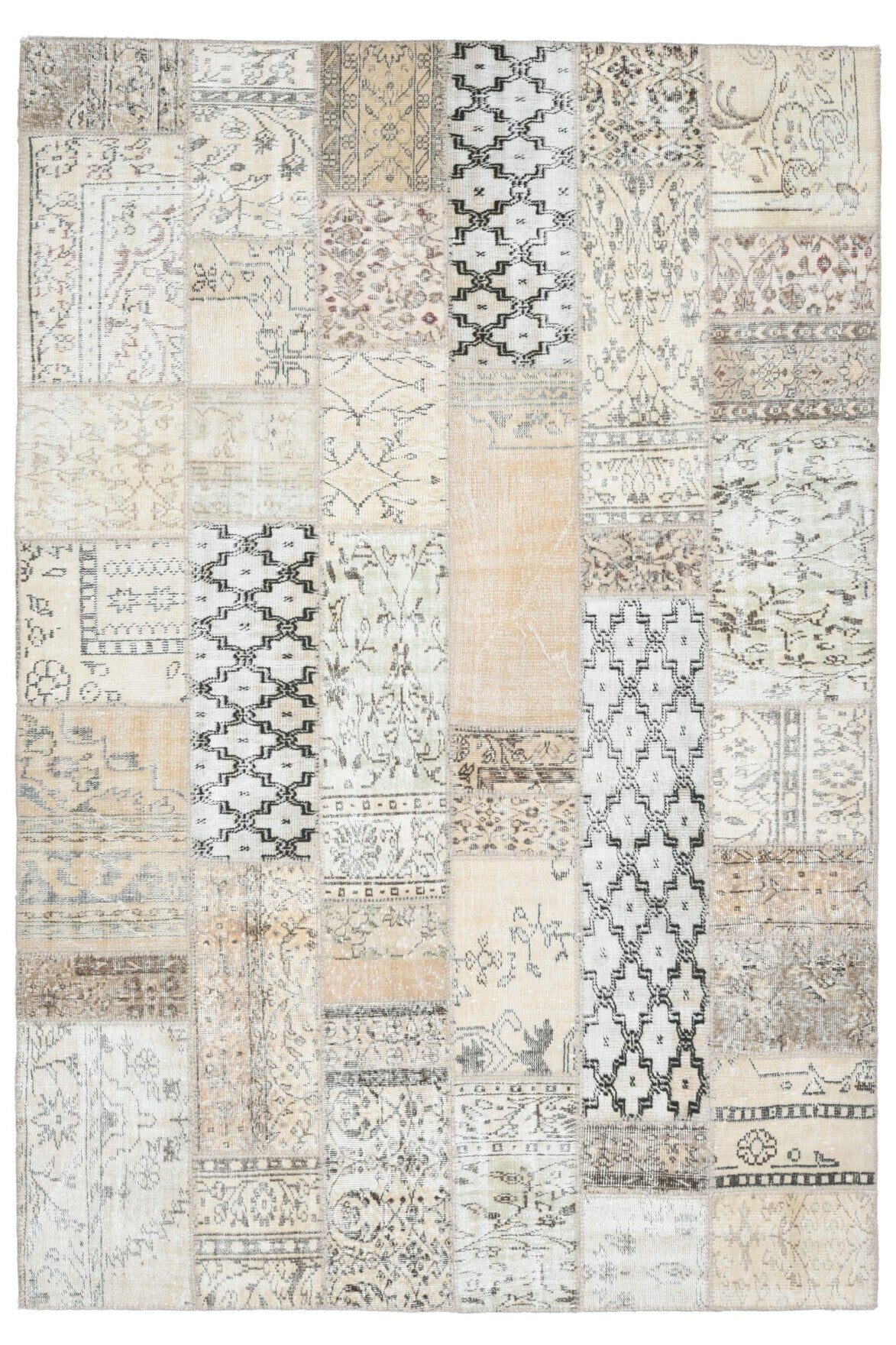El yapımı vintage halı 201x302 cm oryantal desenli yün
