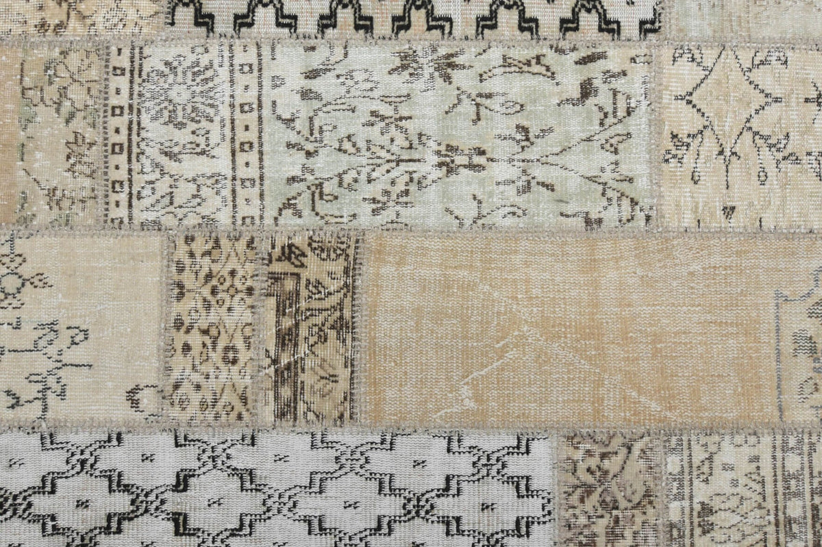 El yapımı vintage halı 201x302 cm oryantal desenli yün - üstten görünüm