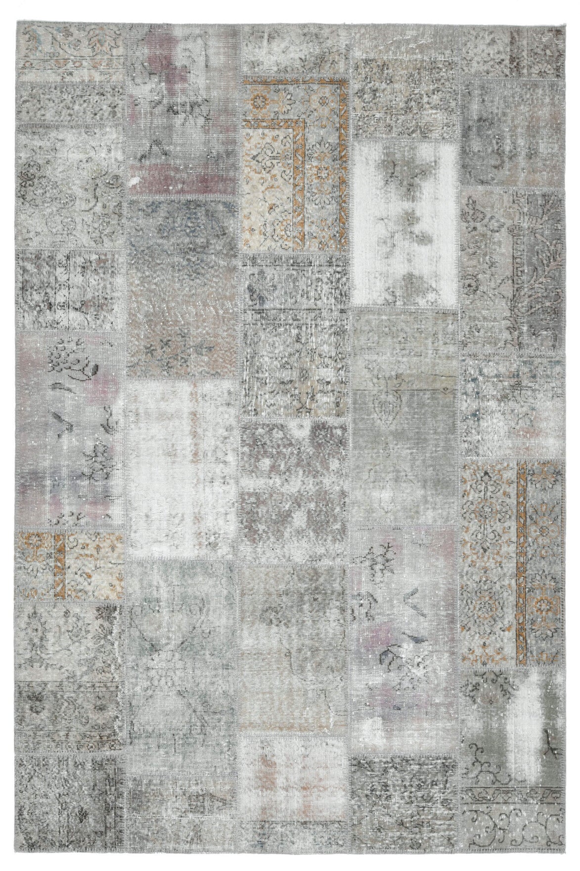 El yapımı vintage halı 201x307 cm düz desenli yün