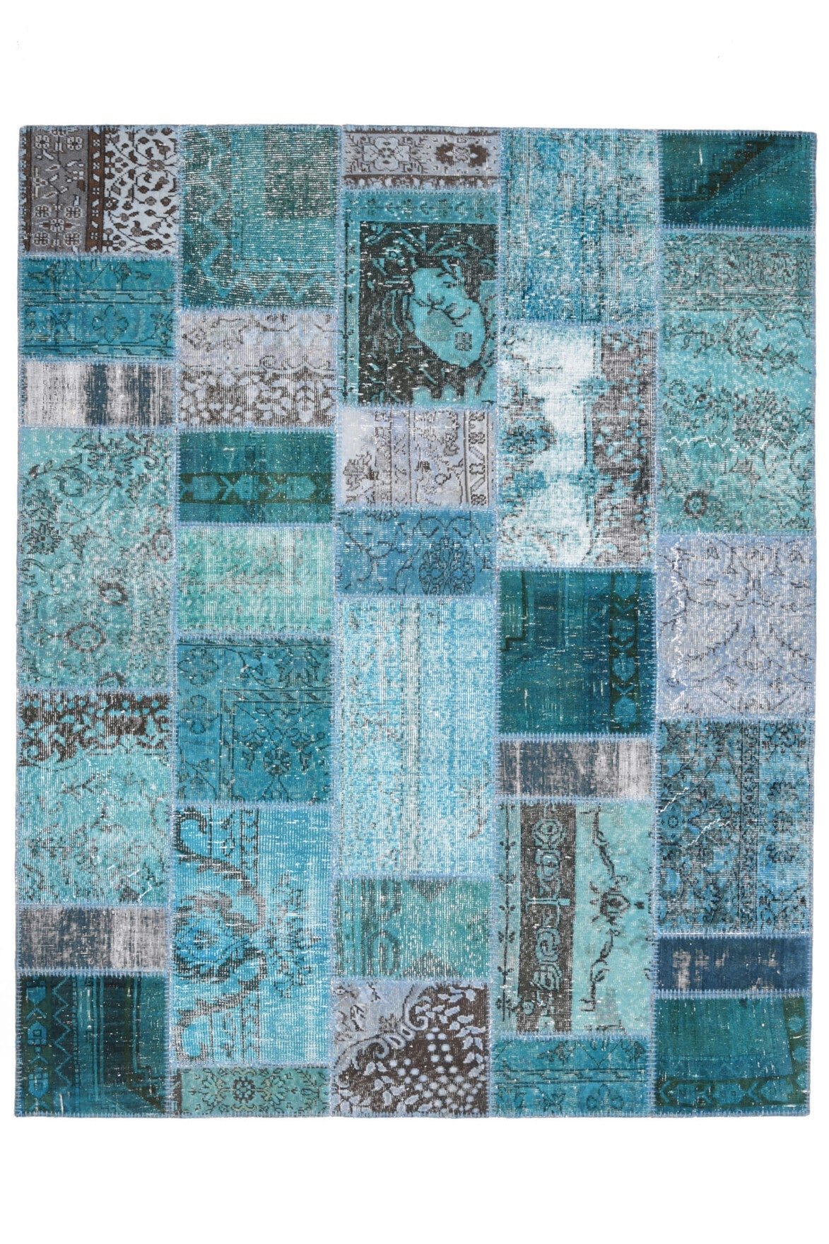 El yapımı vintage halı 201x249 cm düz desenli yün