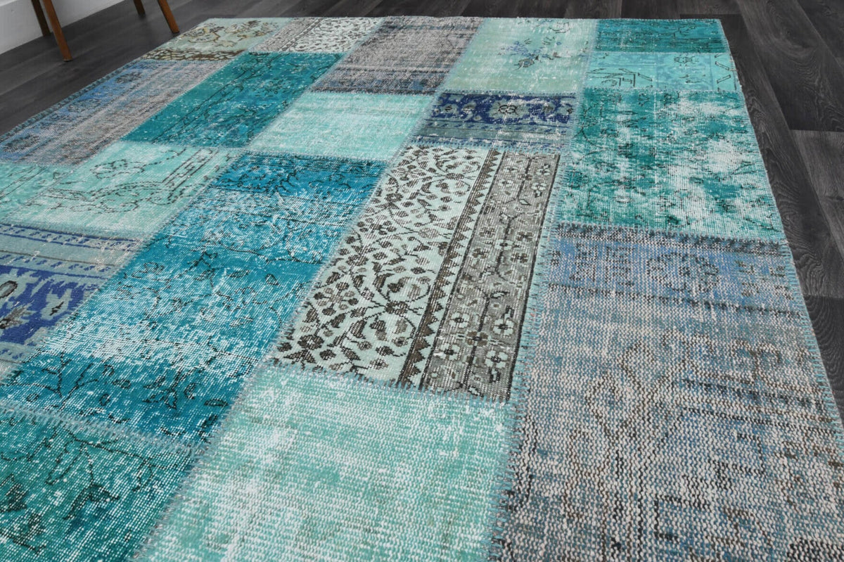 El yapımı vintage halı 201x300 cm oryantal desenli yün - mekan görünümü