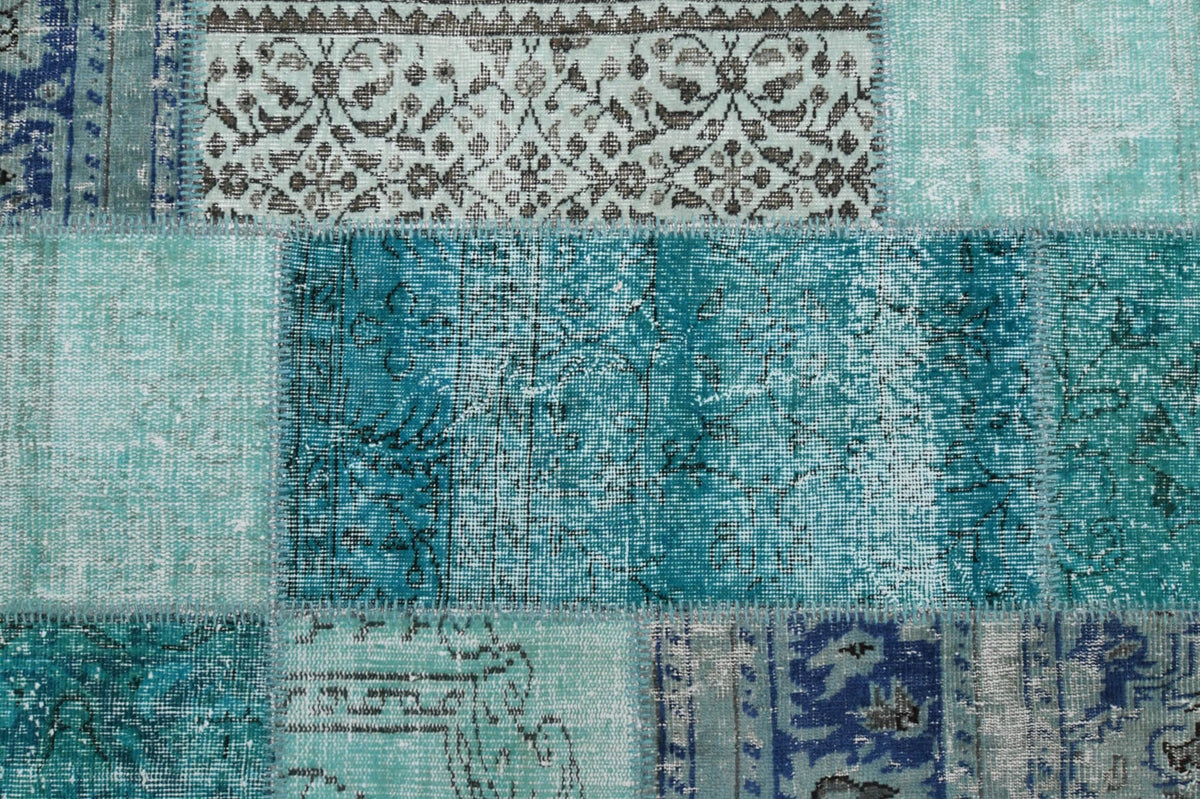 El yapımı vintage halı 201x300 cm oryantal desenli yün - üstten görünüm