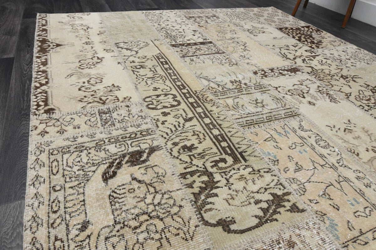 El yapımı vintage halı 203x300 cm oryantal desenli yün - desen detayı