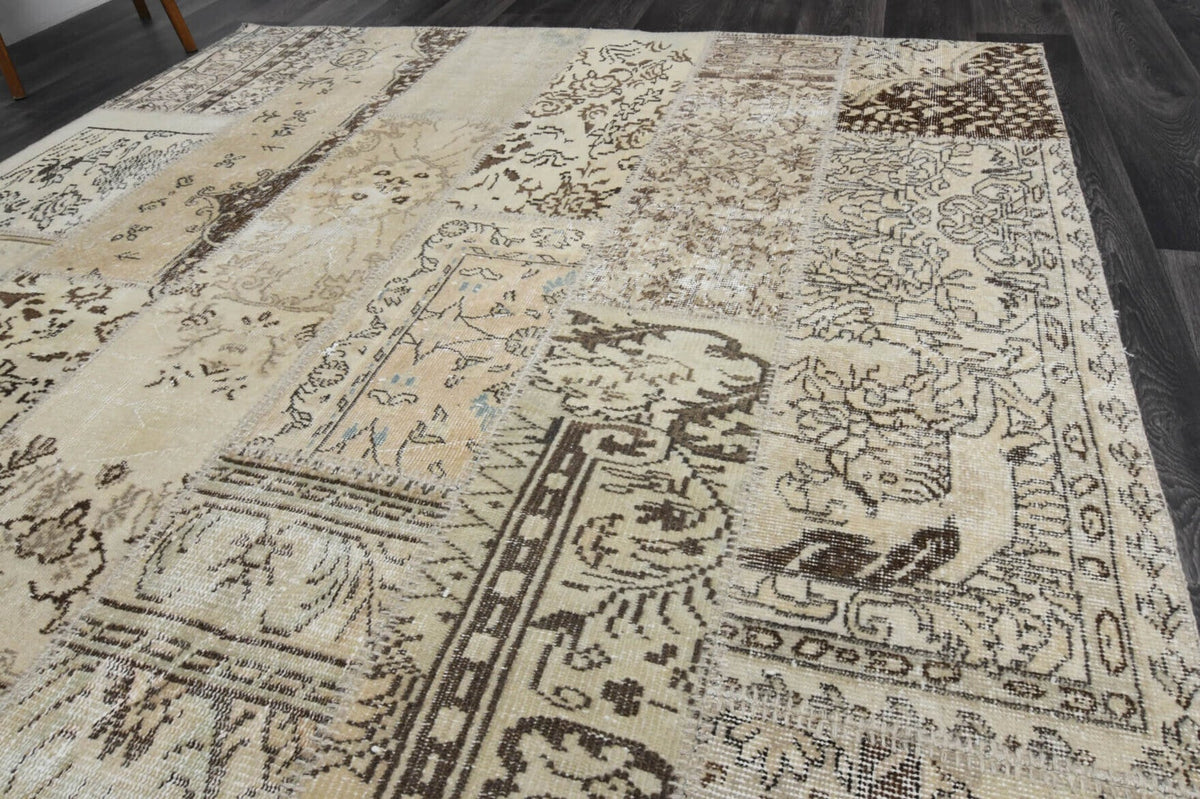 El yapımı vintage halı 203x300 cm oryantal desenli yün - mekan görünümü