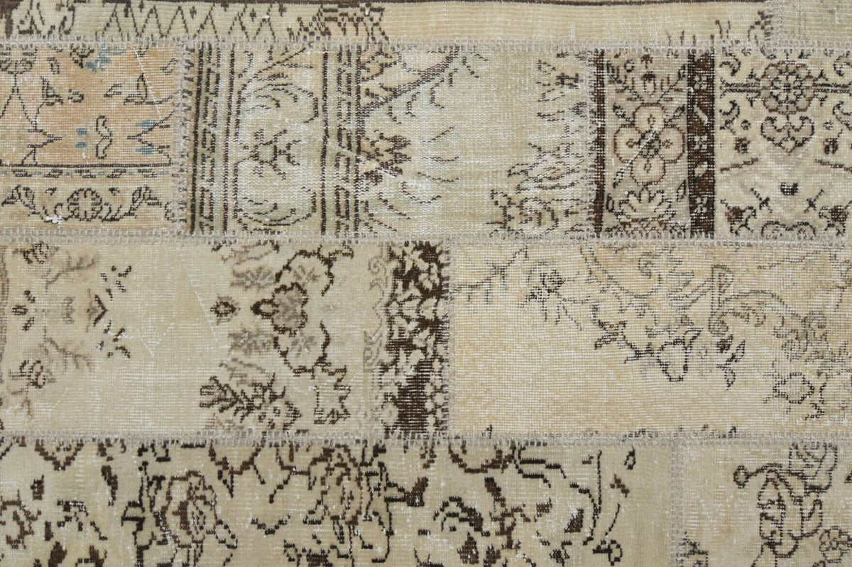 El yapımı vintage halı 203x300 cm oryantal desenli yün - üstten görünüm