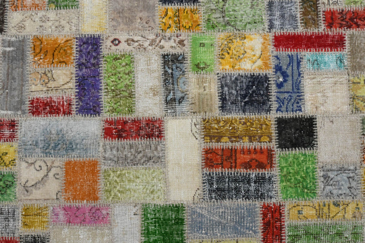 El yapımı vintage halı 203x302 cm düz desenli yün - üstten görünüm