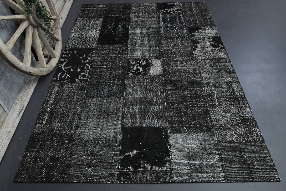 Vintage Black Patchwork Area Rug