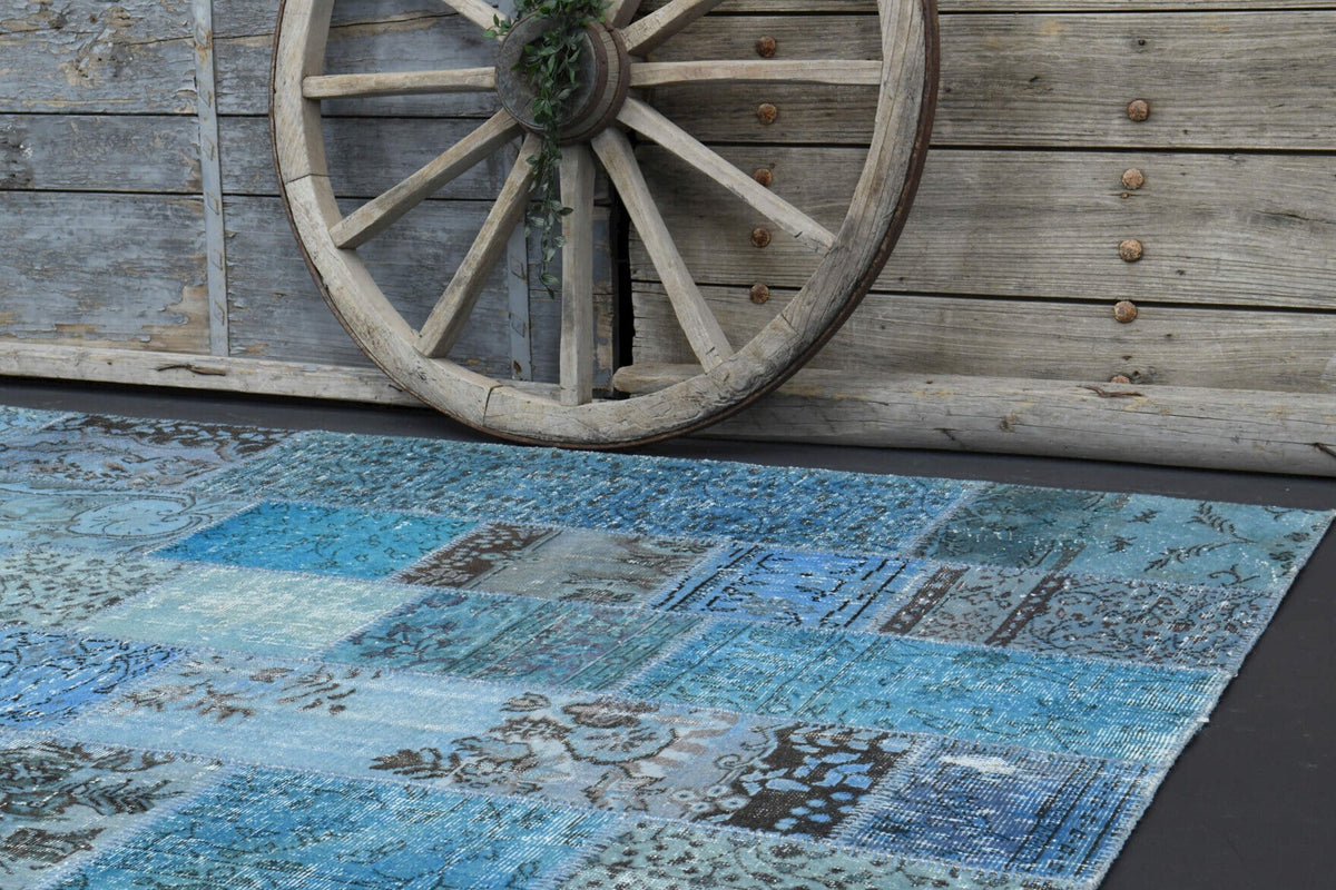 El yapımı vintage halı 170x239 cm düz desenli yün - desen detayı