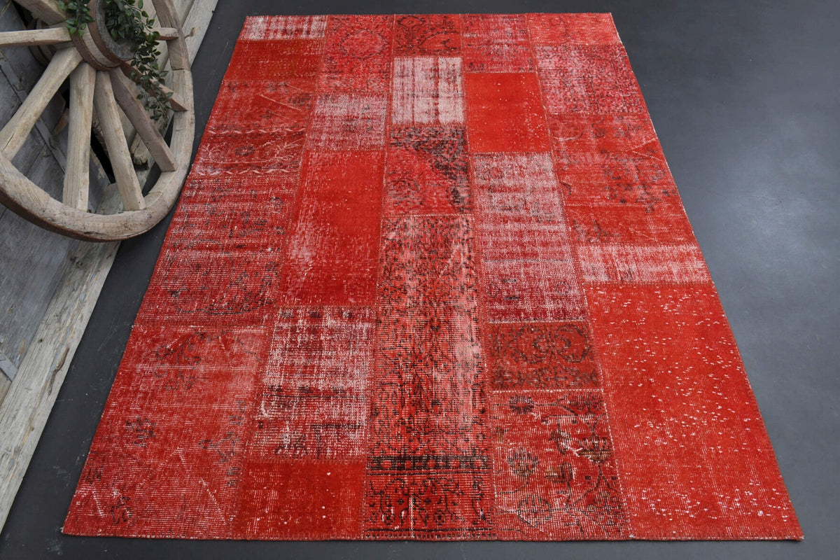Vintage Red Patchwork Area Rug
