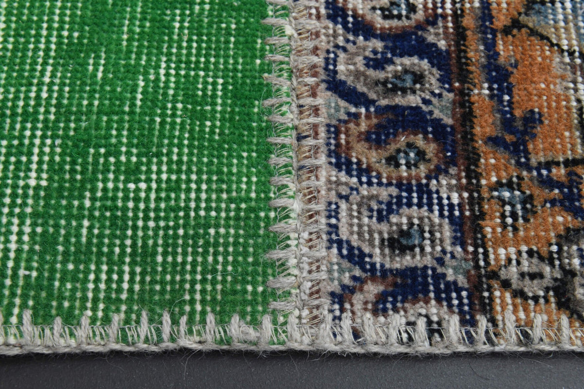 El yapımı vintage halı 201x310 cm düz desenli yün - yakın çekim doku detayı