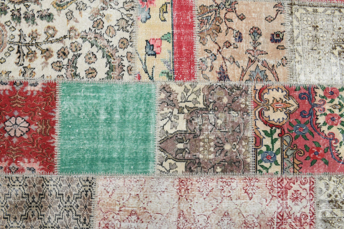 El yapımı vintage halı 201x310 cm düz desenli yün - mekan görünümü