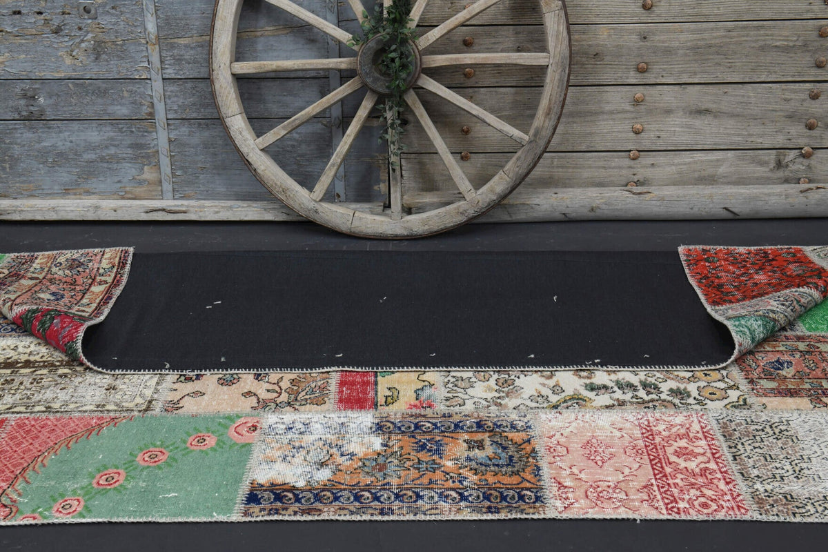 El yapımı vintage halı 201x310 cm düz desenli yün