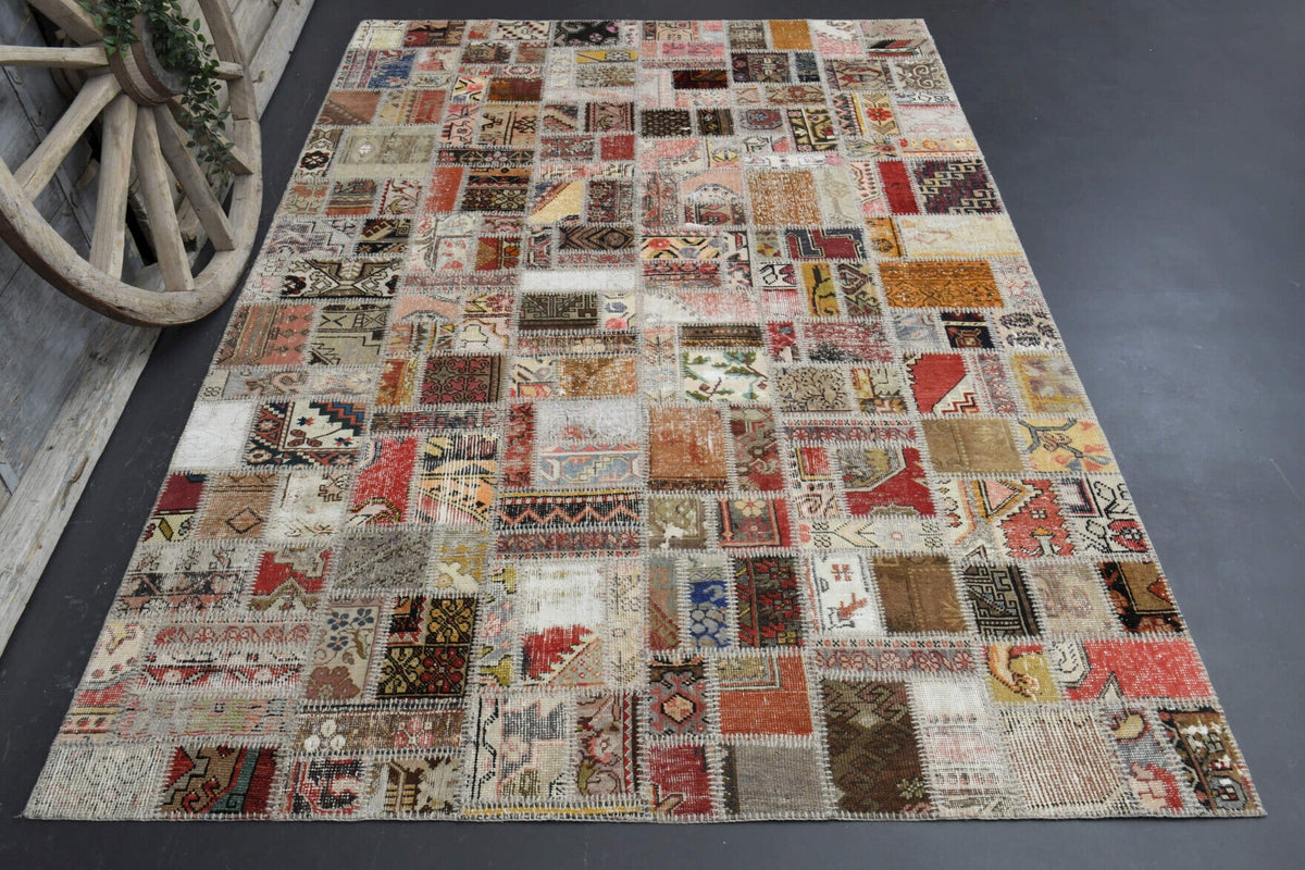 Vintage Brown Shades Area Patchwork Rug