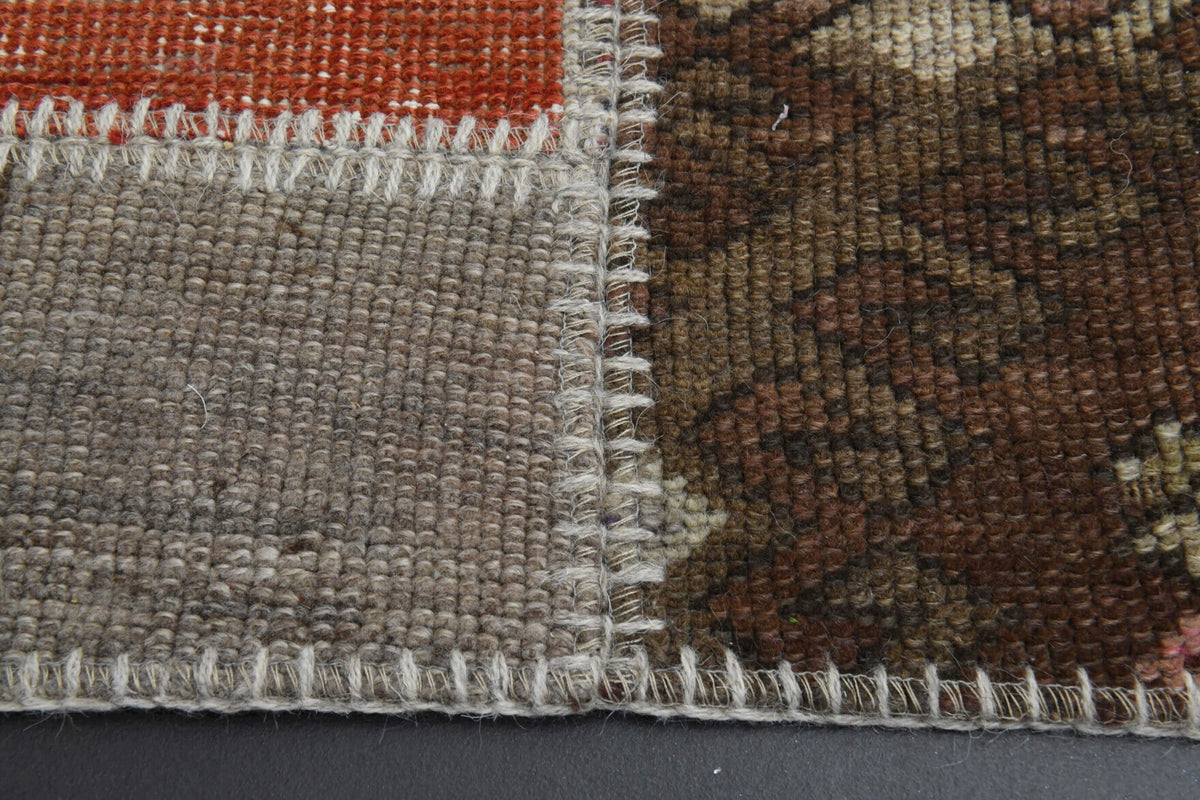 El yapımı vintage halı 201x302 cm düz desenli yün - yakın çekim doku detayı