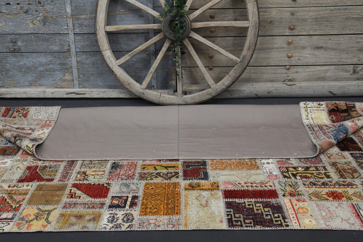 El yapımı vintage halı 201x302 cm düz desenli yün