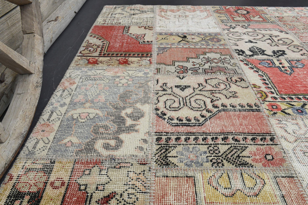 El yapımı vintage halı 201x302 cm oryantal desenli yün - farklı açıdan görünüm